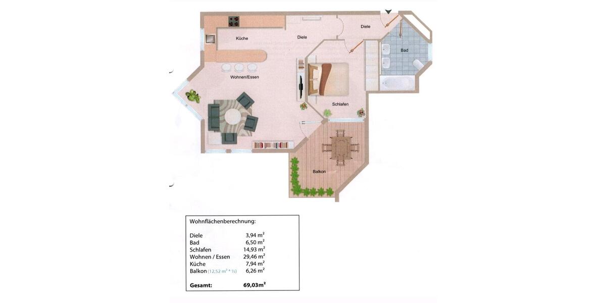 Etagenwohnung Herrenberg - 2.5 Zimmer, 69 m&sup2;, 960&euro; | Angebot:25957116