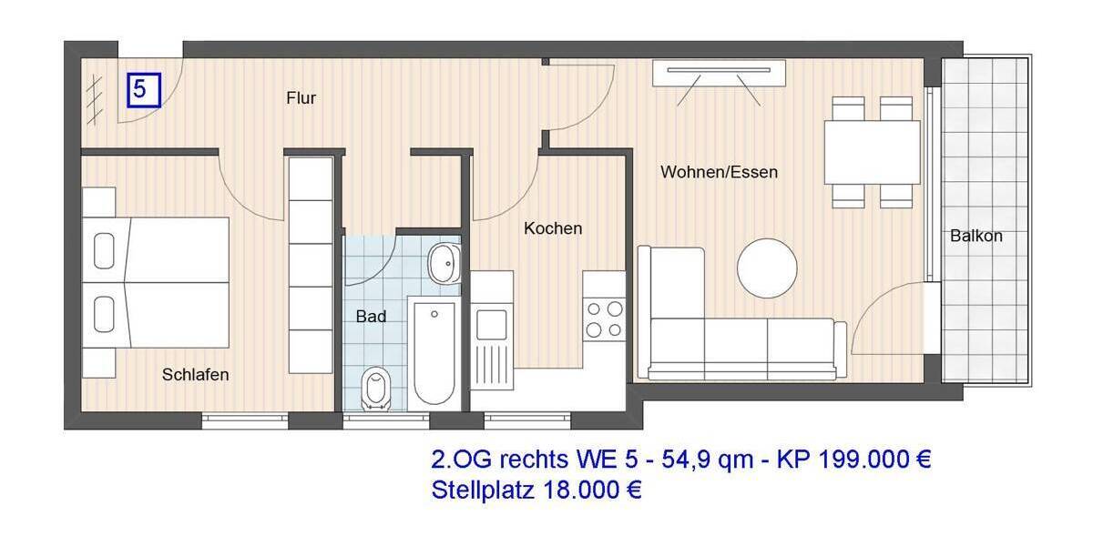Etagenwohnung Ostfildern Scharnhausen - 3 Zimmer, 68 m&sup2;, 233.000&euro; | Angebot:25701201