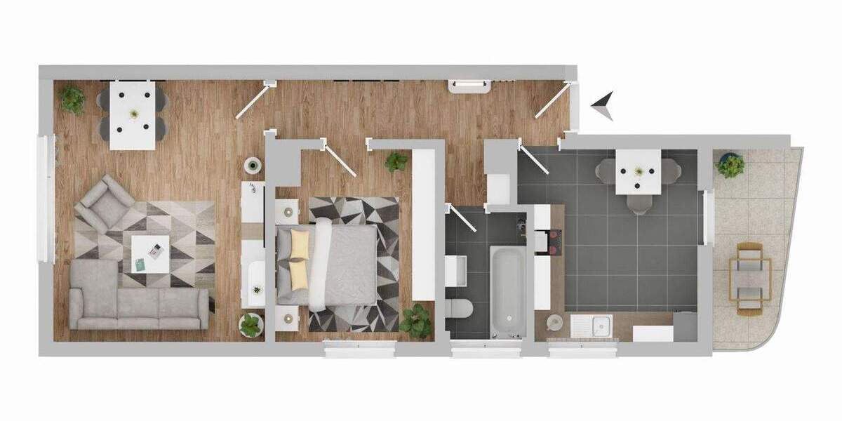 Etagenwohnung Stuttgart West - 2 Zimmer, 61 m&sup2;, 245.000&euro; | Angebot:25737262