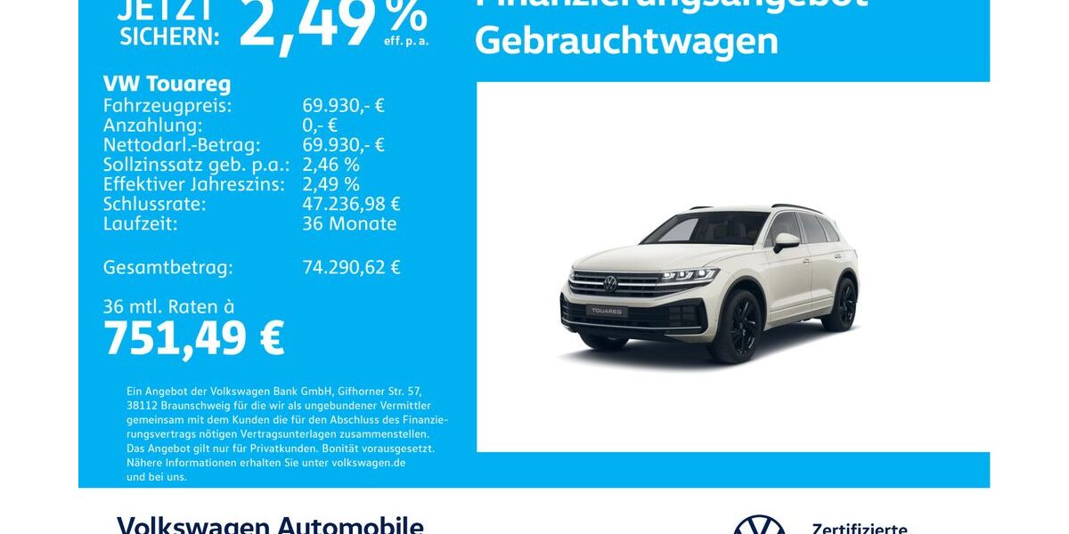 VW Touareg 6.975 km 69.930 &euro; Stuttgart-Wangen 70188
