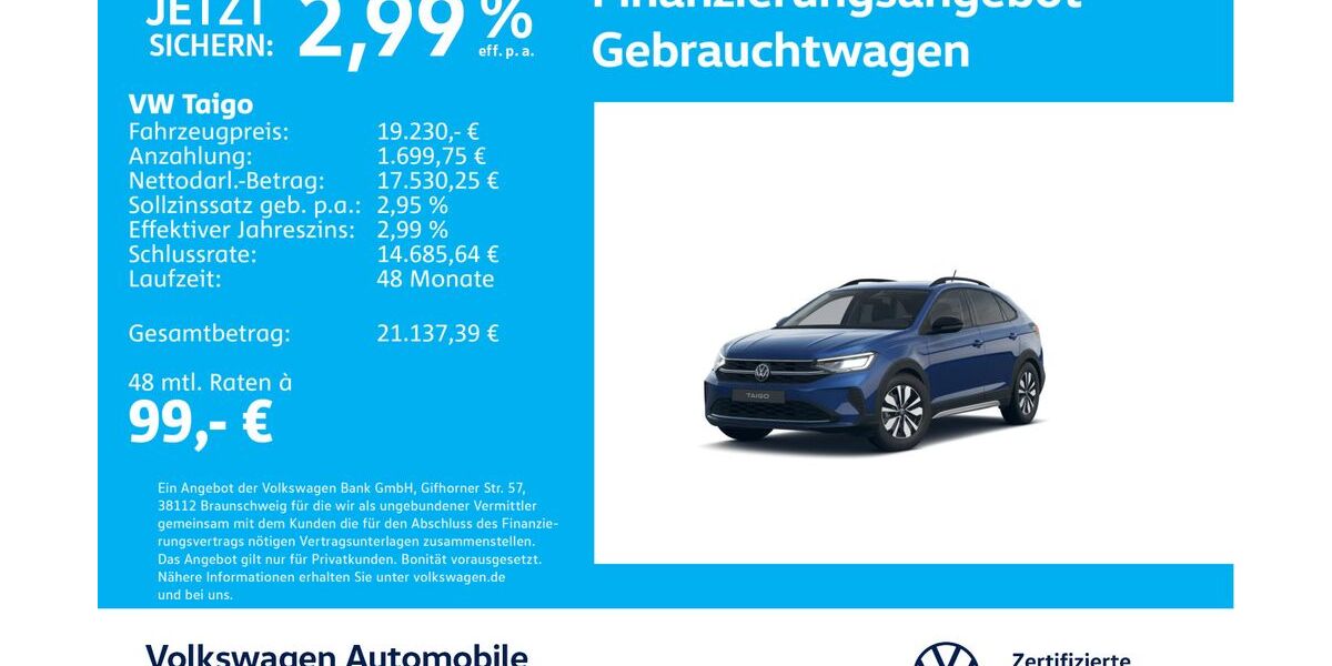 VW Taigo 18.424 km 19.230 &euro; Stuttgart-Wangen 70188