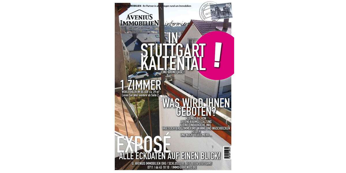 Etagenwohnung Stuttgart Vaihingen - 1 Zimmer, 29 m&sup2;, 460&euro; | Angebot:27211072