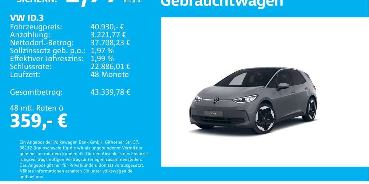 VW ID.3 6.604 km 40.930 &euro; Stuttgart 70469