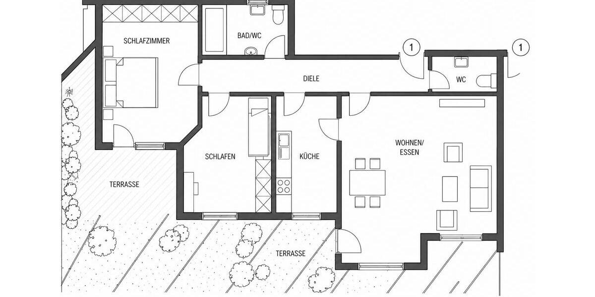 Erdgeschoßwohnung Bempflingen - 3 Zimmer, 80 m&sup2;, 314.000&euro; | Angebot:27156274