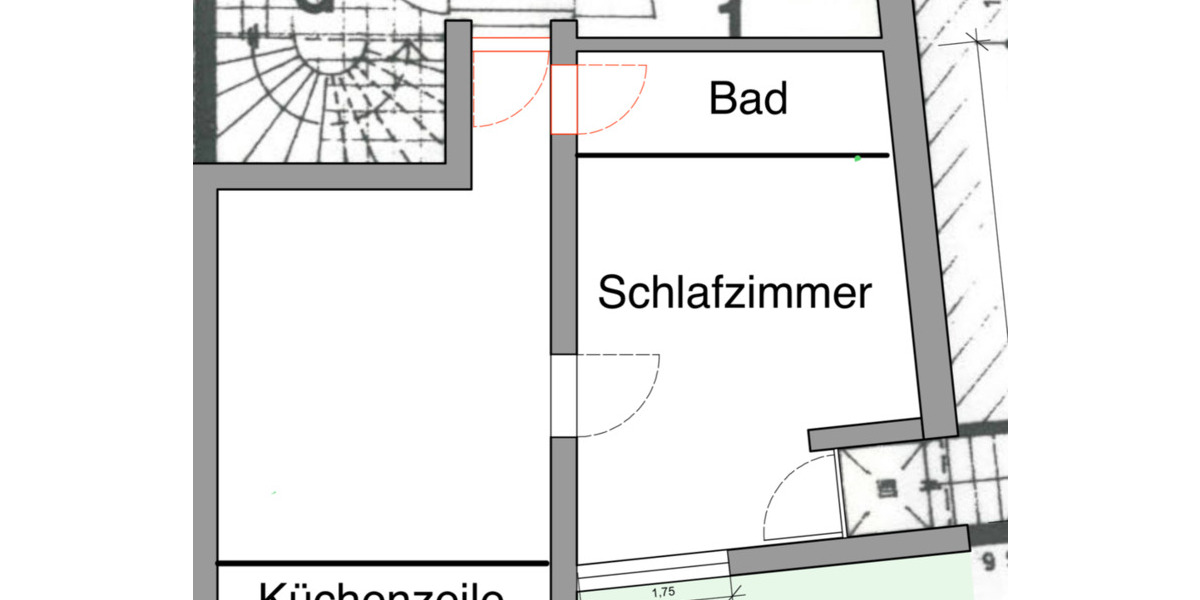 Etagenwohnung Stuttgart Bopser - 2 Zimmer, 42 m&sup2;, 900&euro; | Angebot:25319651