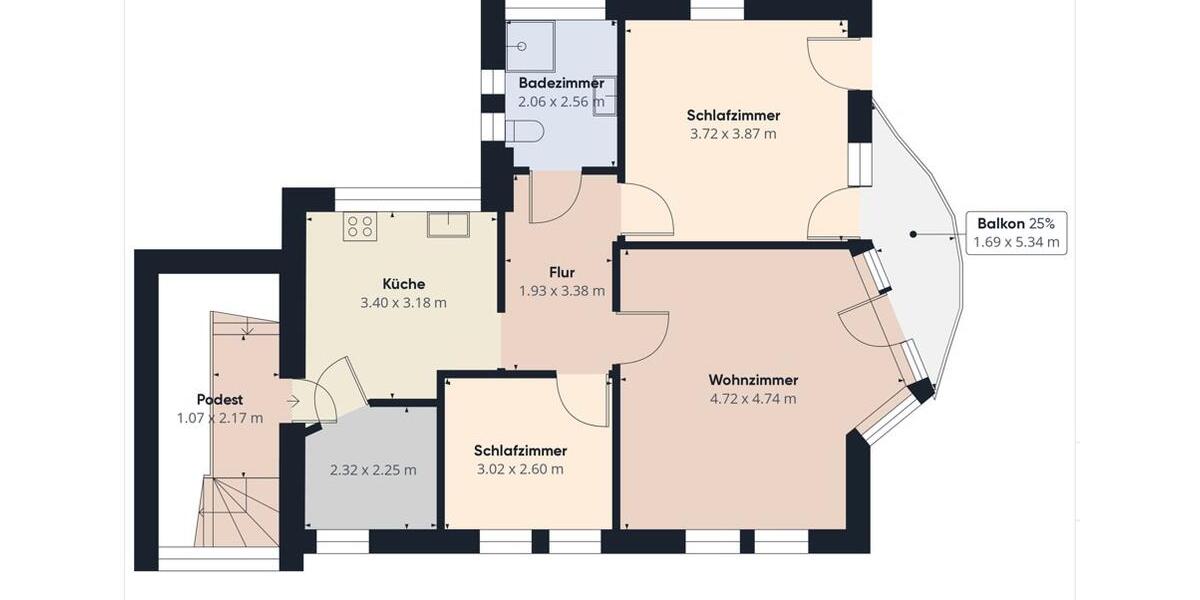 Etagenwohnung Rottenburg am Neckar - 3.5 Zimmer, 71 m&sup2;, 279.000&euro; | Angebot:25543106
