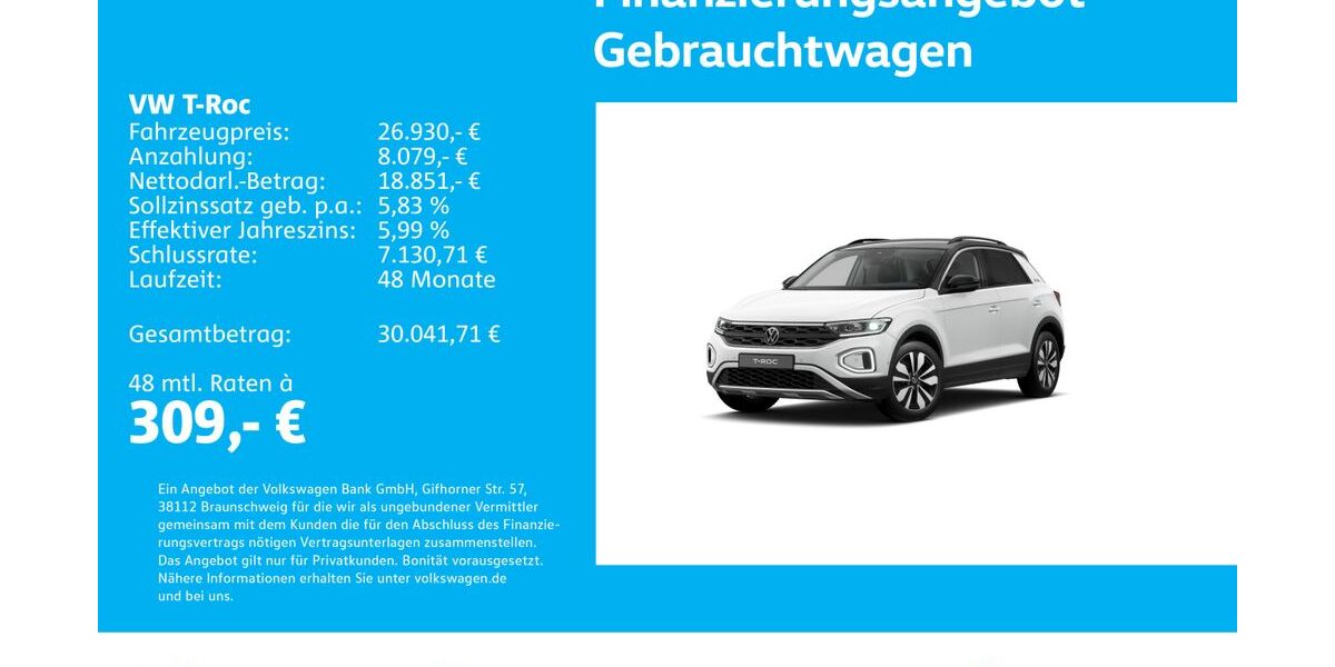 VW T-Roc 25.797 km 26.930 &euro; Stuttgart-Wangen 70188