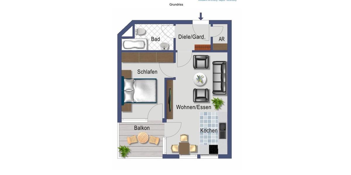 Etagenwohnung Neustetten - 2 Zimmer, 45 m&sup2;, 159.000&euro; | Angebot:26907988