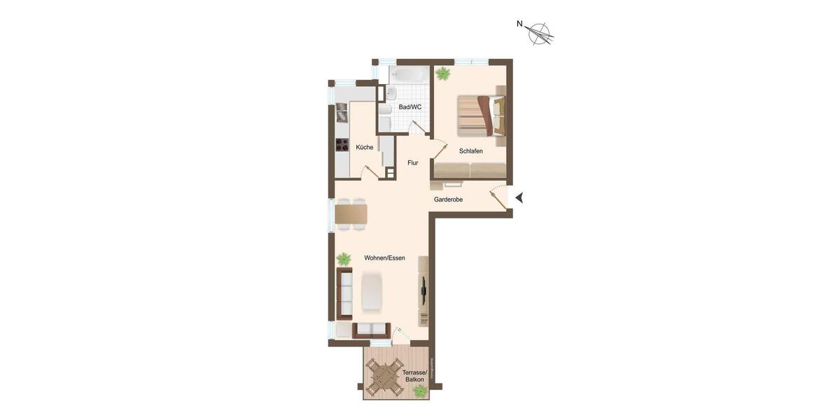 Etagenwohnung Pliezhausen / Gniebel Gniebel - 2 Zimmer, 60 m&sup2;, 268.000&euro; | Angebot:25673297