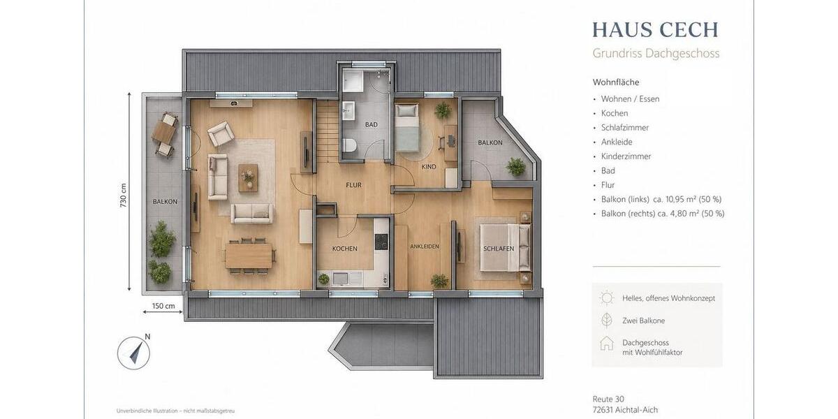 Dachgeschoßwohnung Aichtal - 3.5 Zimmer, 91 m&sup2;, 295.000&euro; | Angebot:27155079