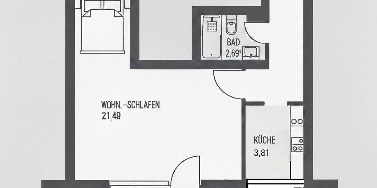 Etagenwohnung Stuttgart Mitte - 1 Zimmer, 35 m&sup2;, 233.000&euro; | Angebot:25728405