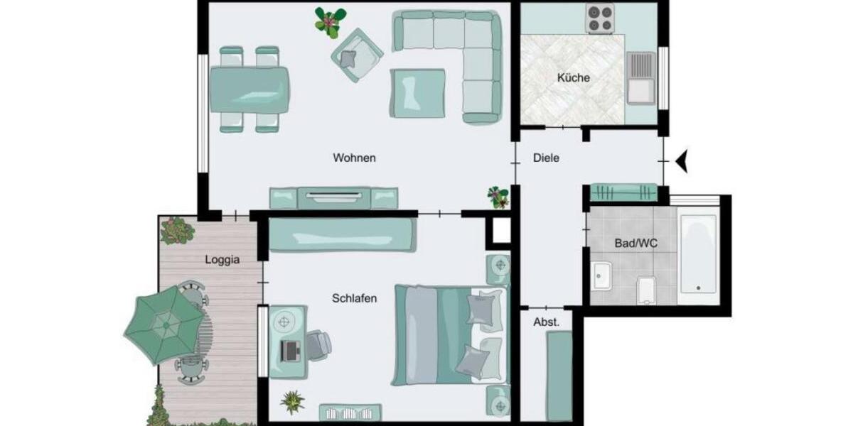 Etagenwohnung Metzingen - 2 Zimmer, 48 m&sup2;, 160.000&euro; | Angebot:25262151