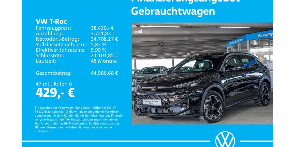 VW T-Roc 1.505 km 38.430 &euro; Stuttgart-Wangen 70188