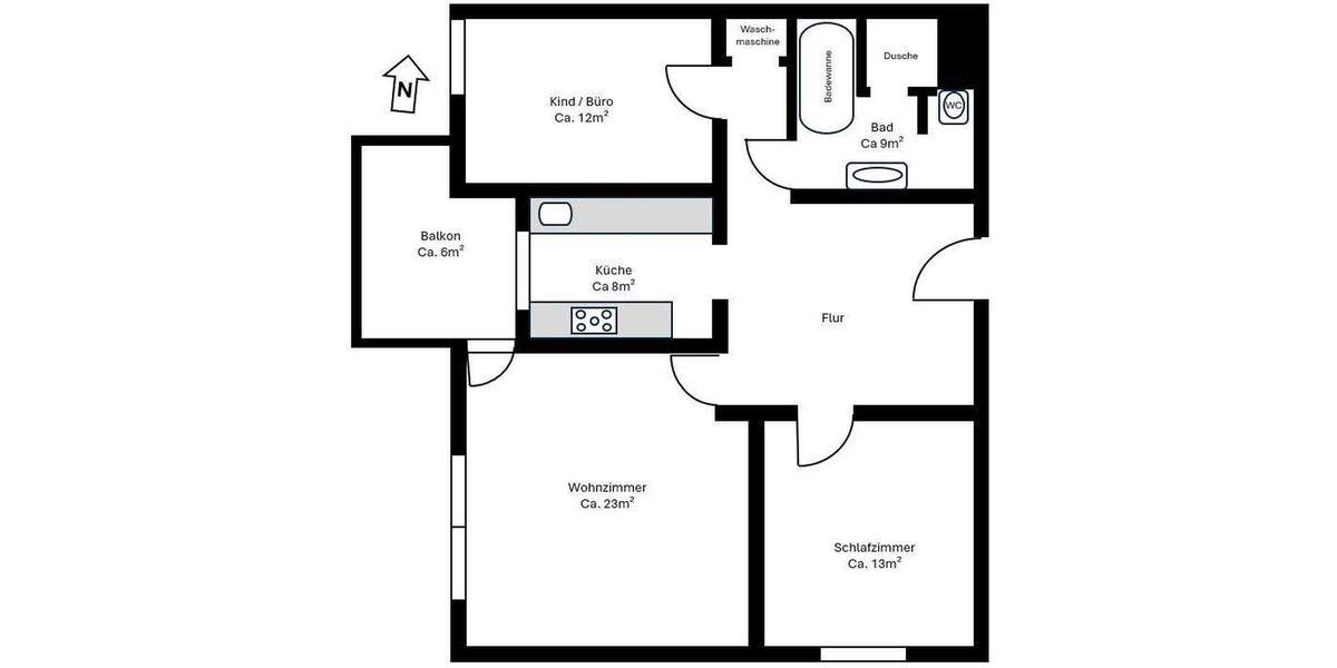 Etagenwohnung Böblingen - 3 Zimmer, 80 m&sup2;, 299.000&euro; | Angebot:25836389