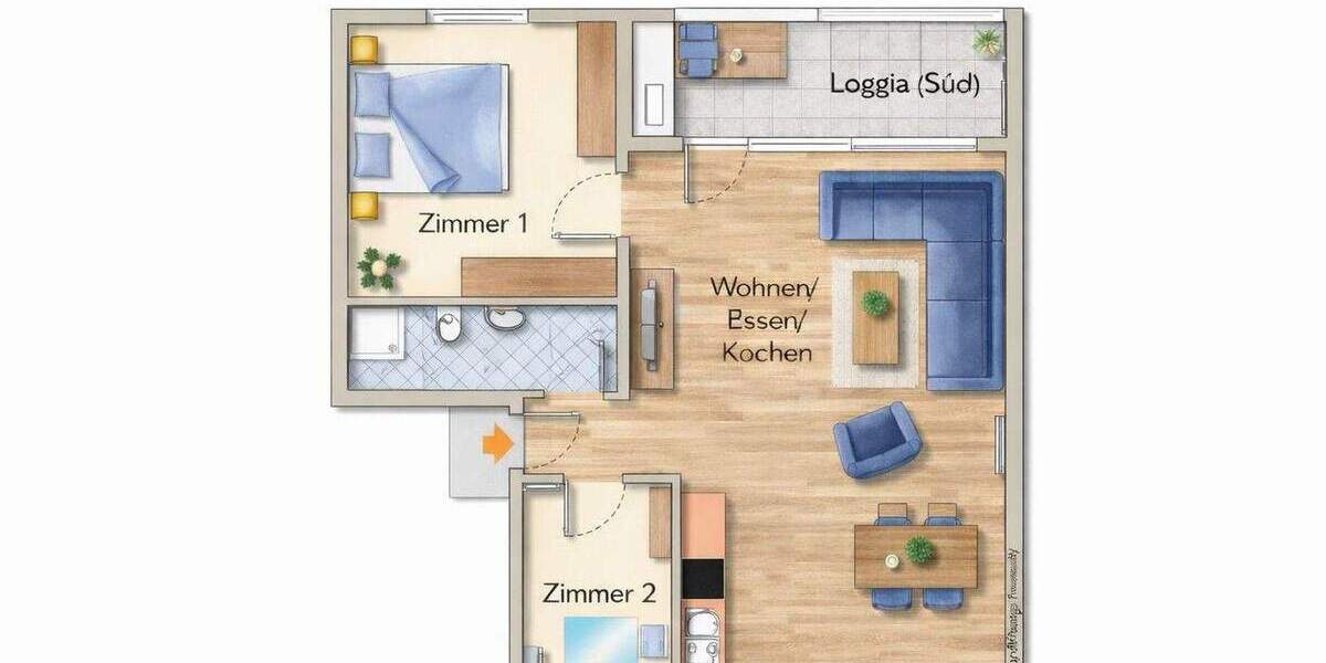 Etagenwohnung Böblingen Böblingen (Stadt) - 3 Zimmer, 58 m&sup2;, 980&euro; | Angebot:25755249