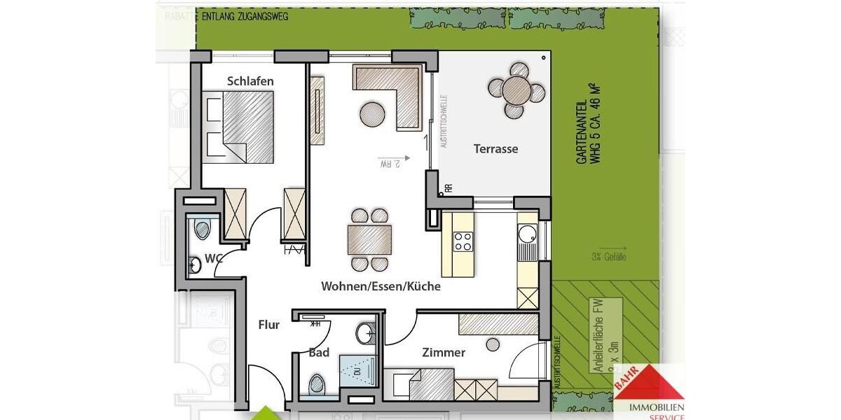 Etagenwohnung Renningen - 3 Zimmer, 74 m&sup2;, 1.350&euro; | Angebot:25267031