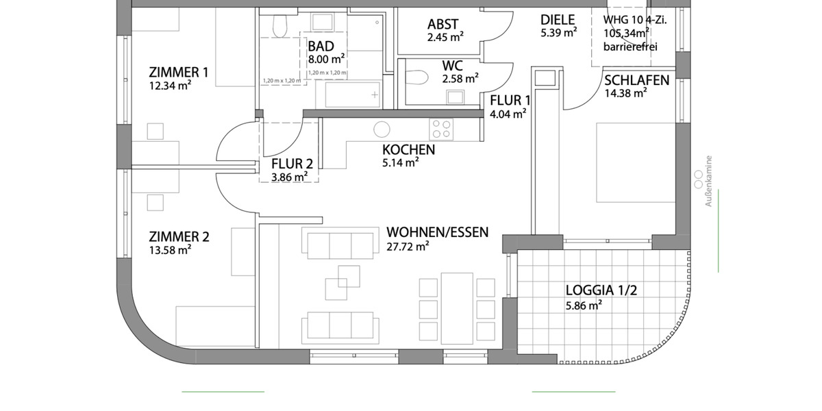 Etagenwohnung Althengstett - 4 Zimmer, 105 m&sup2;, 1.580&euro; | Angebot:23202776