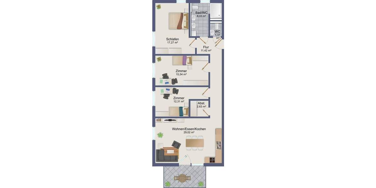 Etagenwohnung Rottenburg Ergenzingen - 4 Zimmer, 101 m&sup2;, 487.000&euro; | Angebot:25657335