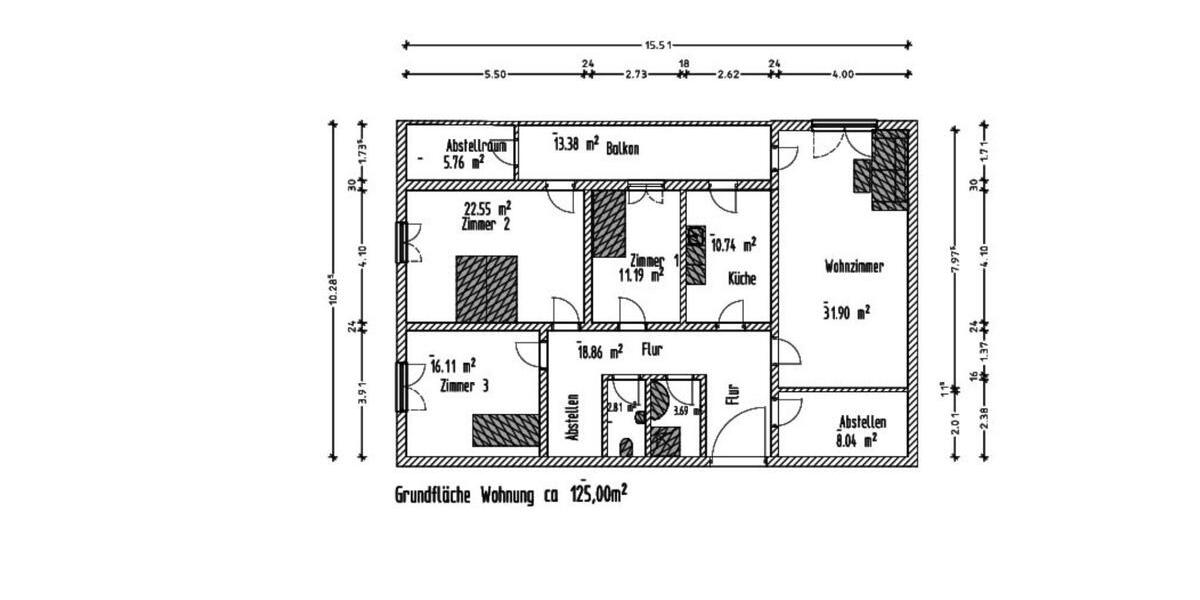 Etagenwohnung Reutlingen Reutlingen (Kernstadt) - 4 Zimmer, 125 m&sup2;, 395.000&euro; | Angebot:25355009