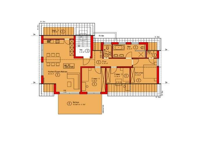 Etagenwohnung Rottenburg am Neckar Kiebingen - 4 Zimmer, 118 m&sup2;, 677.500&euro; | Angebot:25699634