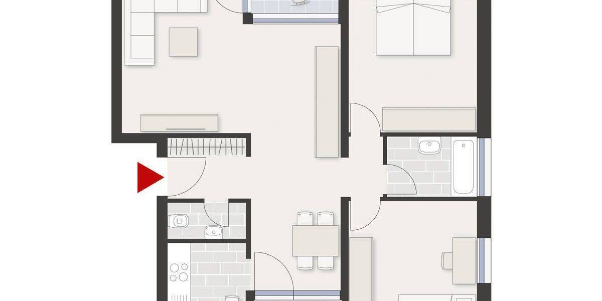 Etagenwohnung Rottenburg - 3 Zimmer, 78 m&sup2;, 259.000&euro; | Angebot:26585900