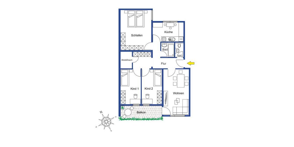 Etagenwohnung Sindelfingen Sindelfingen (Stadt) - 4 Zimmer, 90 m&sup2;, 1.350&euro; | Angebot:25307183