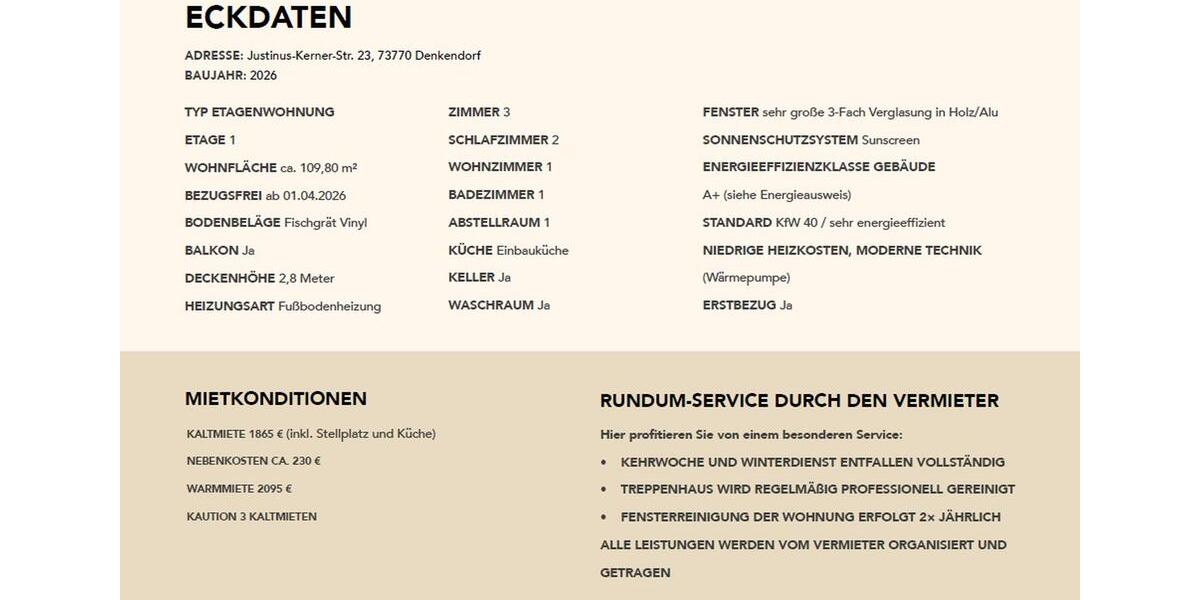 Etagenwohnung Denkendorf - 3 Zimmer, 110 m&sup2;, 1.865&euro; | Angebot:26254973
