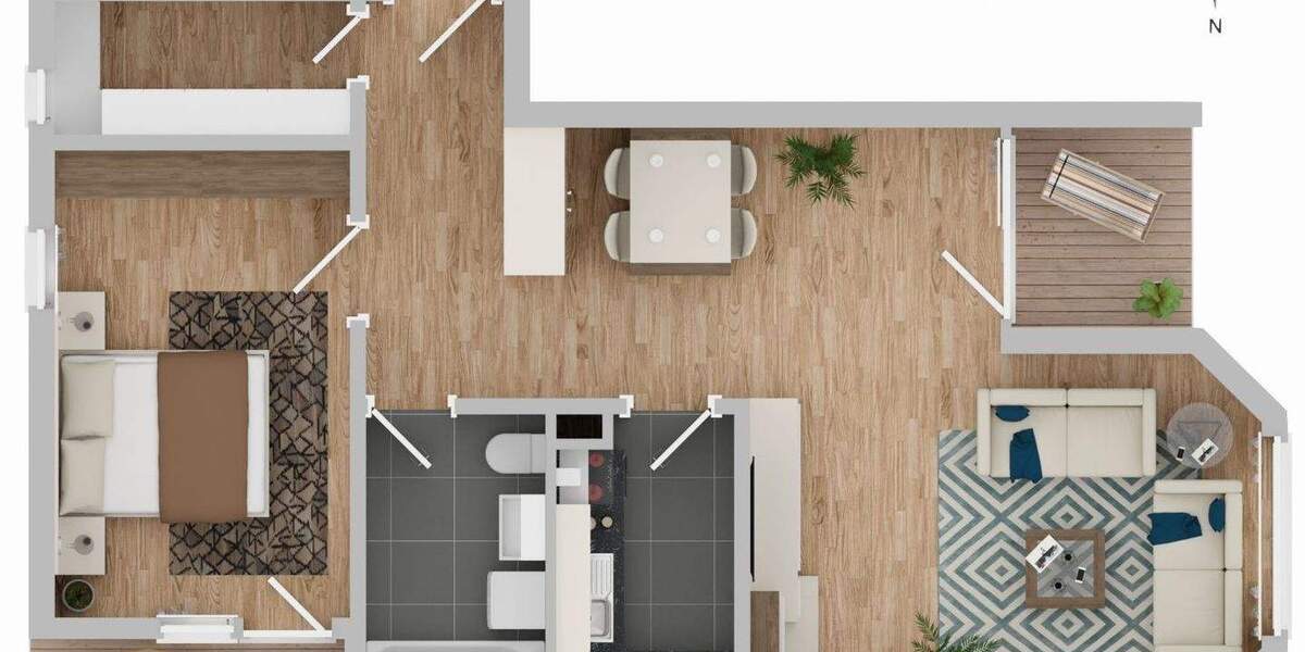 Etagenwohnung Stuttgart Riedenberg - 2 Zimmer, 64 m&sup2;, 279.000&euro; | Angebot:25702481