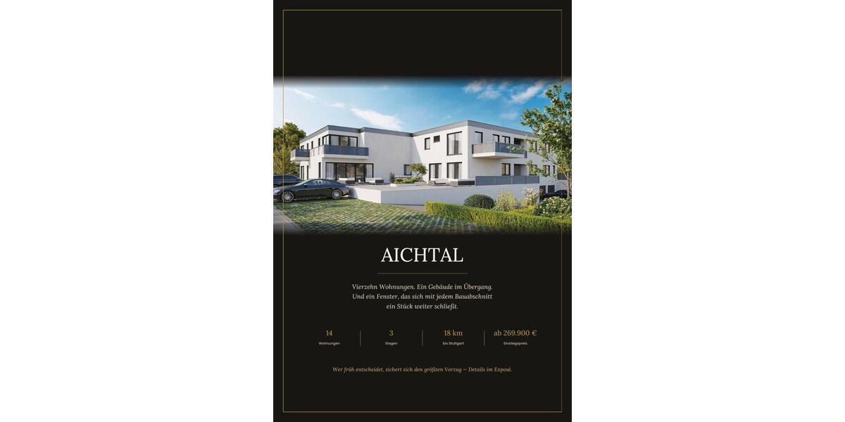 Etagenwohnung Aichtal - 2 Zimmer, 53 m&sup2;, 269.000&euro; | Angebot:27120462