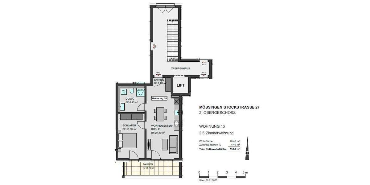 Etagenwohnung Mössingen - 2.5 Zimmer, 54 m&sup2;, 299.900&euro; | Angebot:19813631