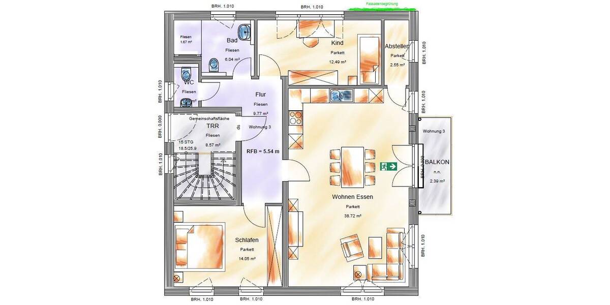 Etagenwohnung Reutlingen Innenstadt - 3 Zimmer, 87 m&sup2;, 538.500&euro; | Angebot:26621056