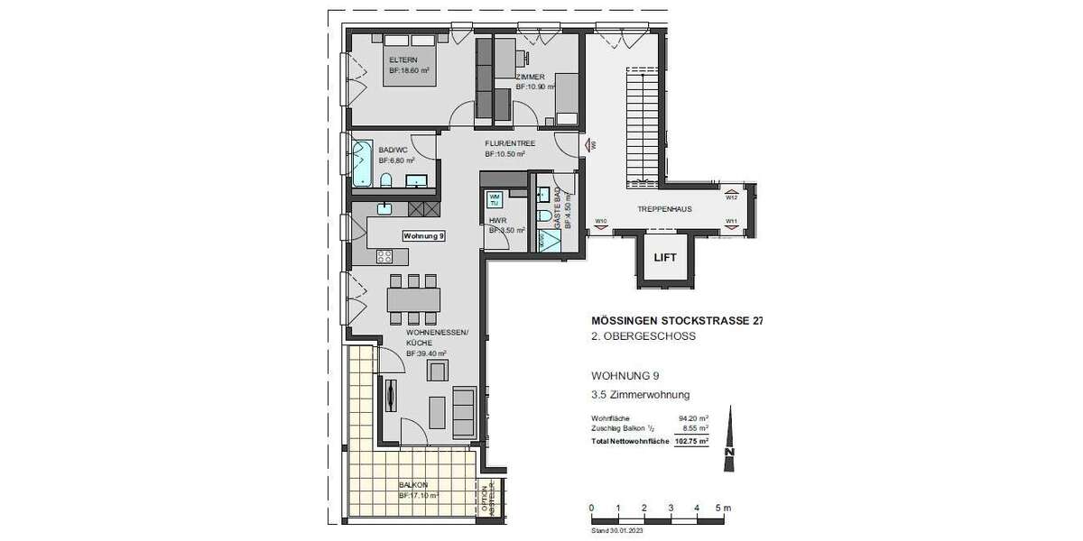 Etagenwohnung Mössingen - 4.5 Zimmer, 103 m&sup2;, 544.900&euro; | Angebot:19813624