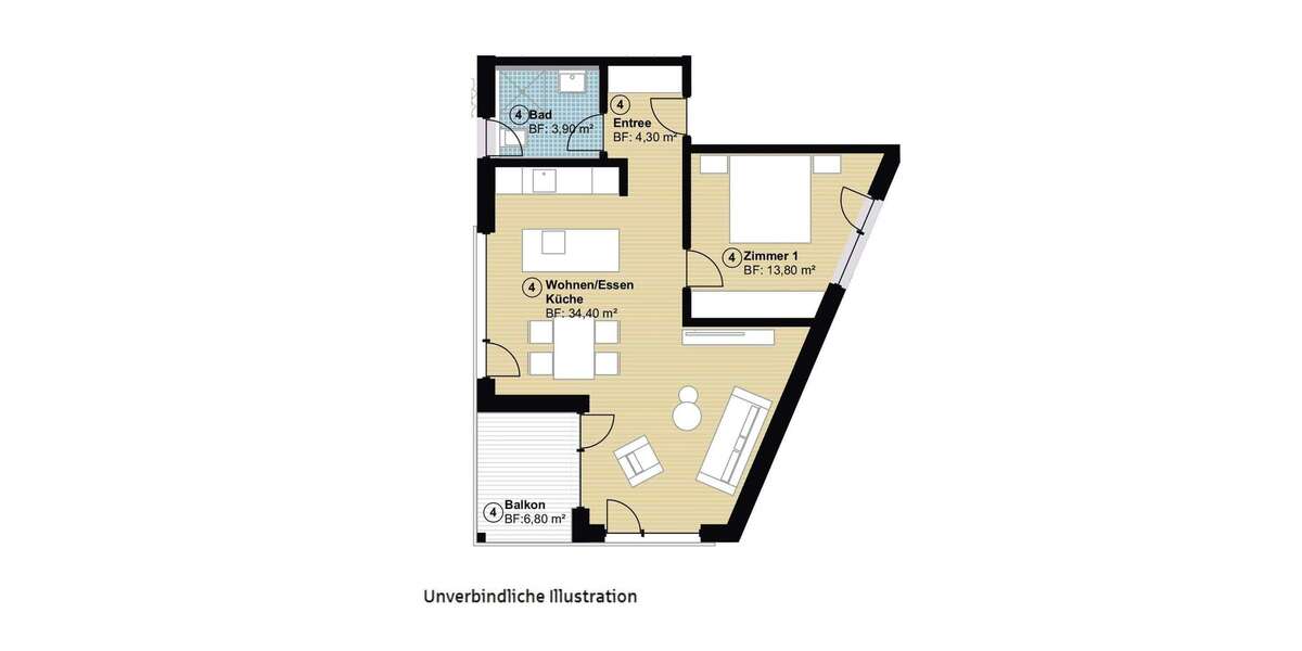 Etagenwohnung Hildrizhausen - 2.5 Zimmer, 60 m&sup2;, 363.000&euro; | Angebot:25193805
