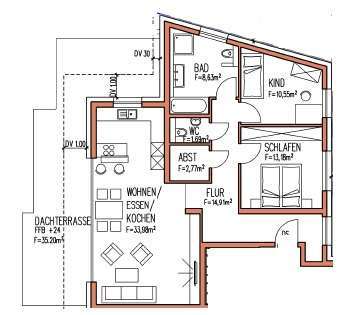 Etagenwohnung Dettingen - 3.5 Zimmer, 104 m&sup2;, 1.640&euro; | Angebot:25349304