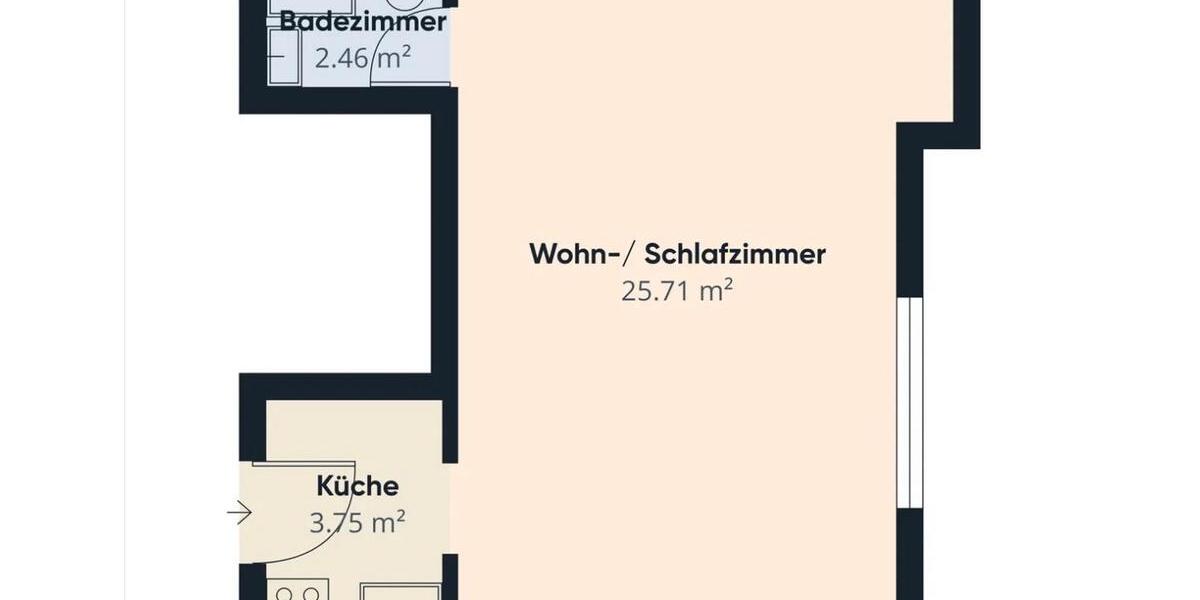 Etagenwohnung Rottenburg am Neckar - 1 Zimmer, 30 m&sup2;, 580&euro; | Angebot:25621663