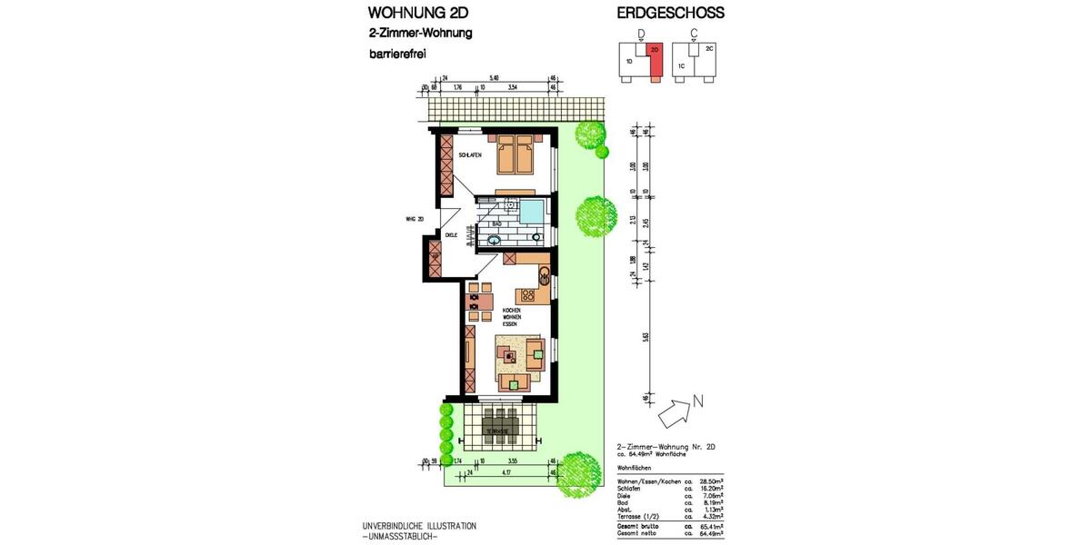 Erdgeschoßwohnung Horb am Neckar - 2 Zimmer, 65 m&sup2;, 990&euro; | Angebot:25944184