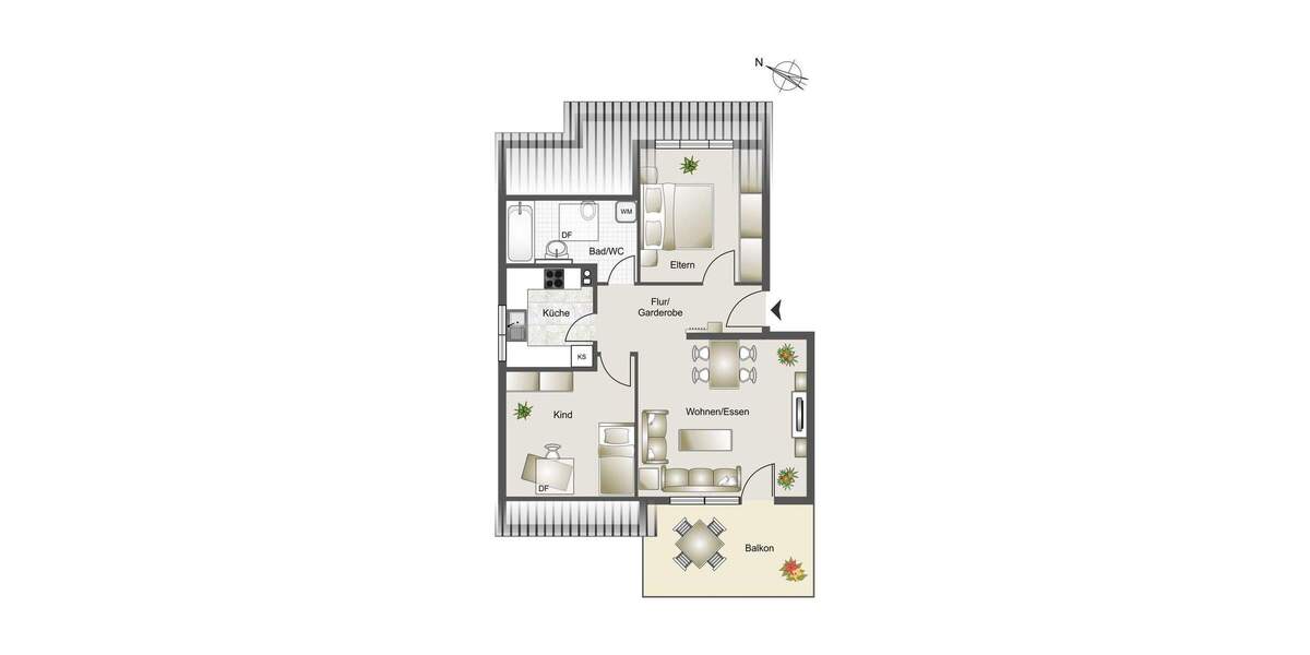 Etagenwohnung Pliezhausen / Gniebel Gniebel - 3 Zimmer, 64 m&sup2;, 288.000&euro; | Angebot:25771616