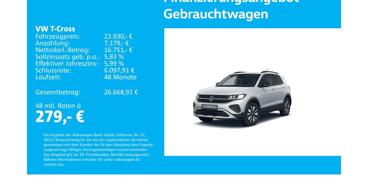VW T-Cross 4.173 km 23.930 &euro; Stuttgart-Wangen 70188