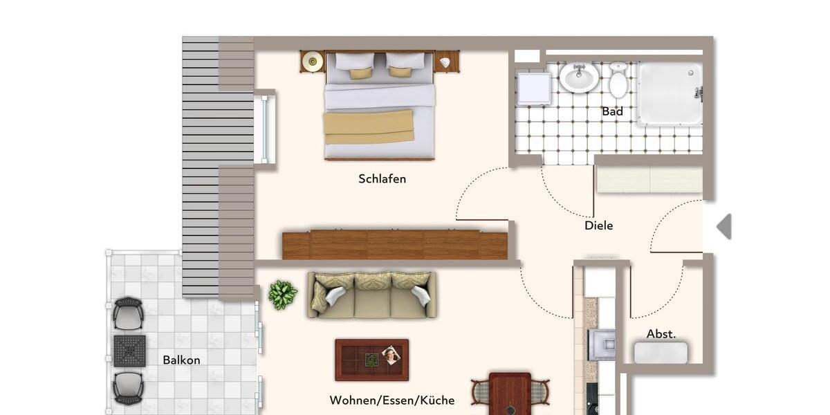 Etagenwohnung Tübingen Schönblick / Winkelwiese - 2 Zimmer, 59 m&sup2;, 1.550&euro; | Angebot:23968156