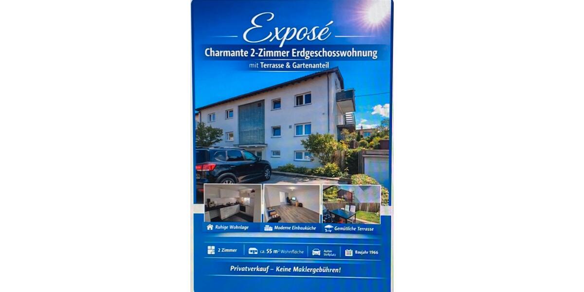 Erdgeschoßwohnung Pfullingen - 2 Zimmer, 55 m&sup2;, 160.000&euro; | Angebot:25175578