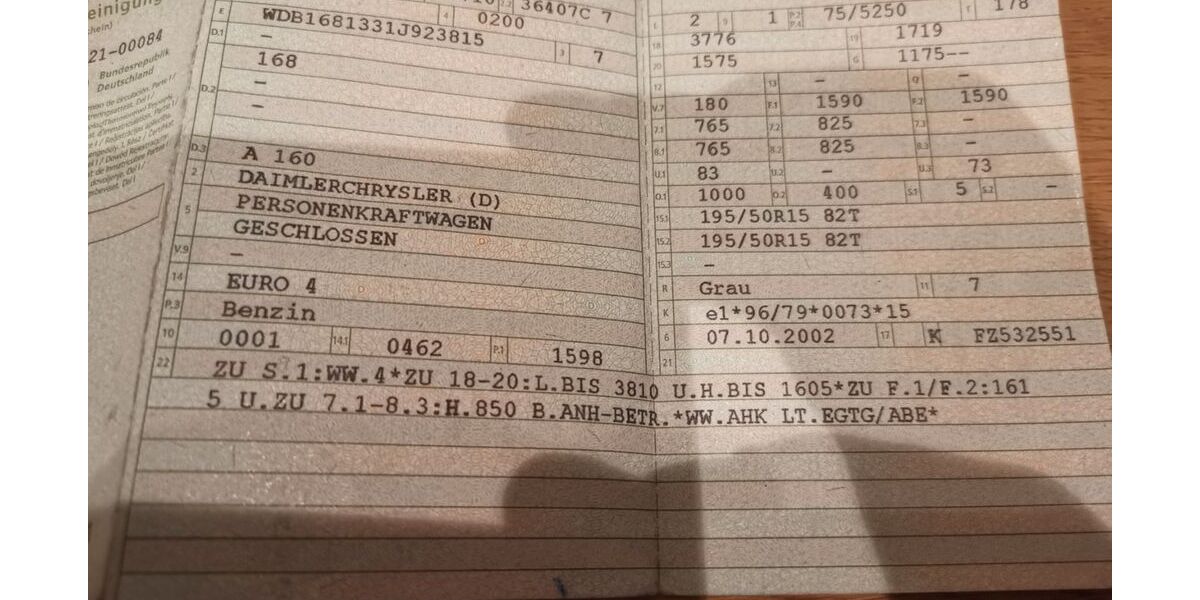 Mercedes-Benz A 160 96.600 km 4.450 &euro; Sindelfingen 71063