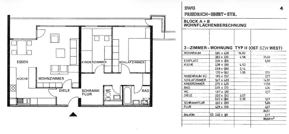 Etagenwohnung Sindelfingen Eichholz - 3.5 Zimmer, 87 m&sup2;, 1.205&euro; | Angebot:25168068