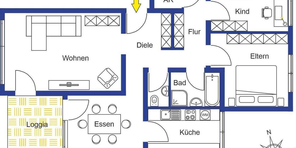 Etagenwohnung Böblingen Dagersheim - 3 Zimmer, 94 m&sup2;, 325.000&euro; | Angebot:25694992