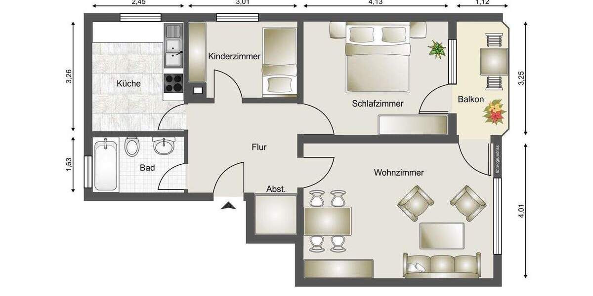 Etagenwohnung Metzingen - 3 Zimmer, 63 m&sup2;, 210.000&euro; | Angebot:25680028