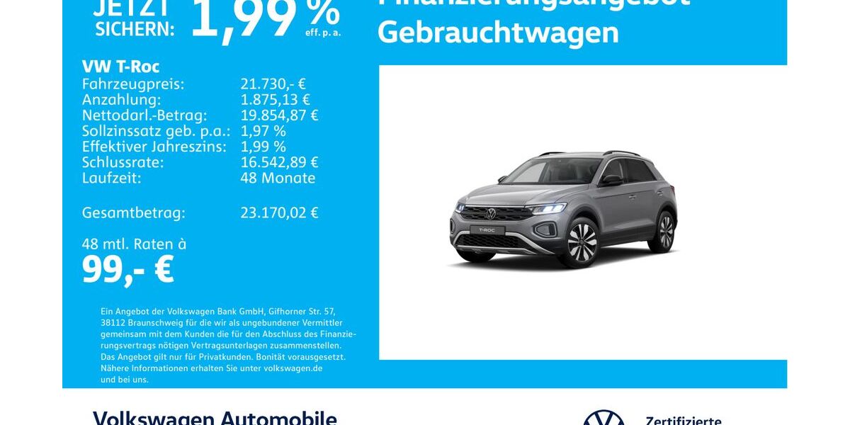 VW T-Roc 25.324 km 21.330 &euro; Stuttgart-Wangen 70188