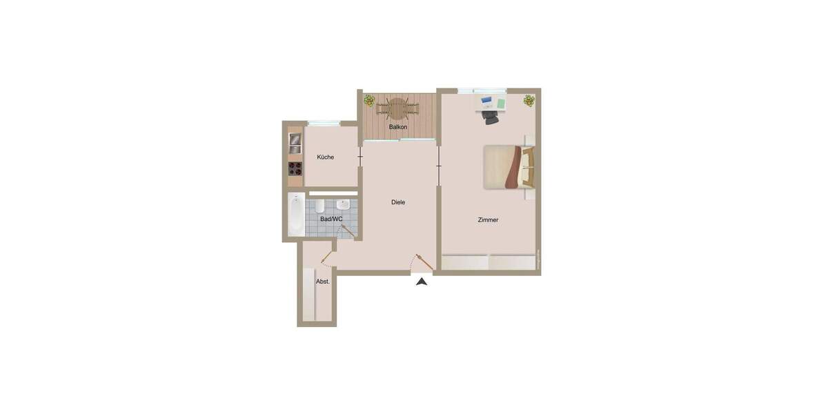 Etagenwohnung Stuttgart Vaihingen - 1 Zimmer, 51 m&sup2;, 199.000&euro; | Angebot:25683106